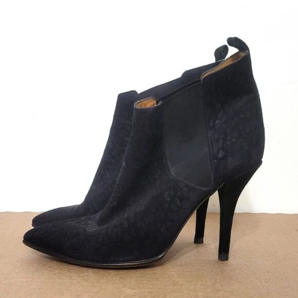 Cleane Black Leopard Ankle Boots - Picture 1 of 8